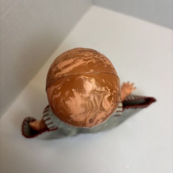 1930a CELLULOID KEWPIE TYPE DOLL SHOT GLASS  HOLDER GRAY OVERALLS SIDEWARD EYES - Picture 9 of 12